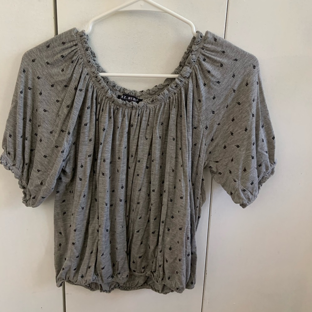Gray off the shoulder crop top